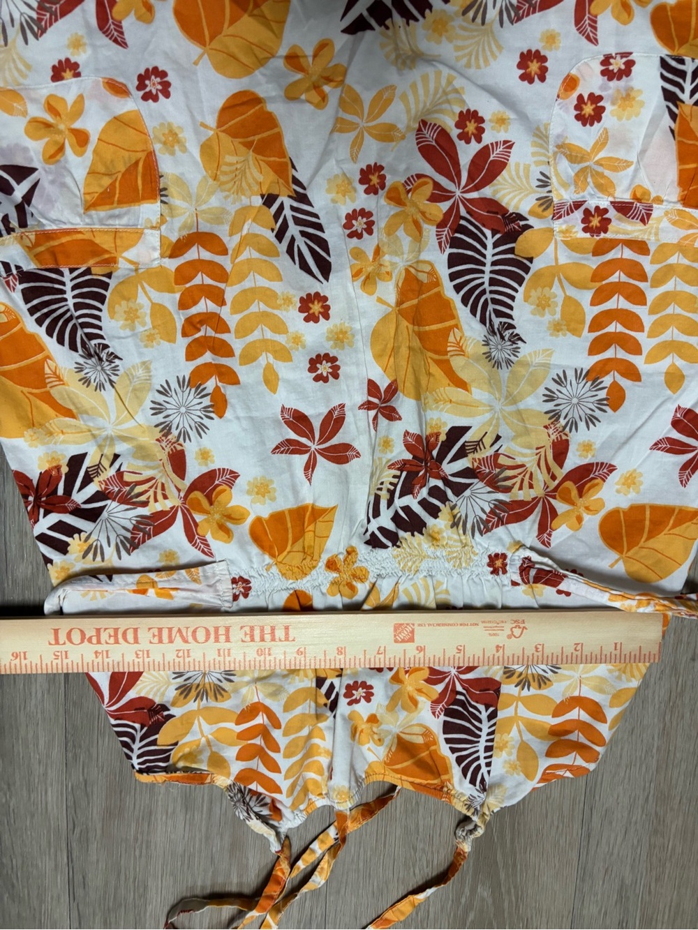 Women’s Floral Sundress - Yellow & Orange Tropical Print - Picture 3 of 6